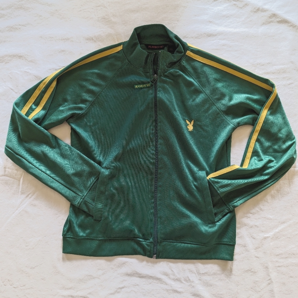 Vintage Playboy Green + Yellow Zip Up Track Jacket